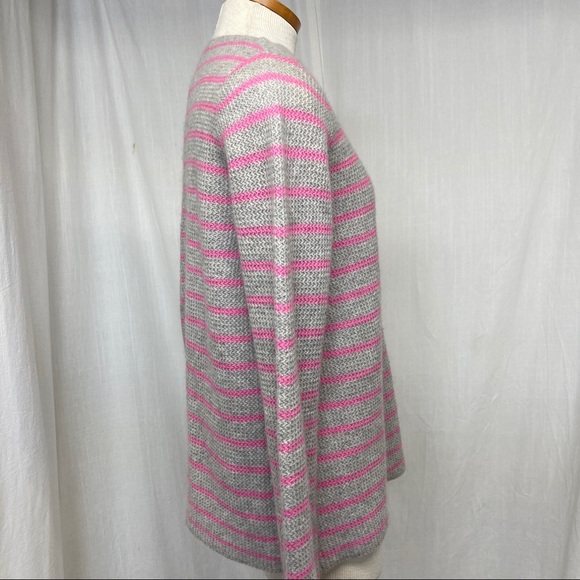 360 Cashmere Faye Gray & Pink Striped Sweater Med - Picture 3 of 9